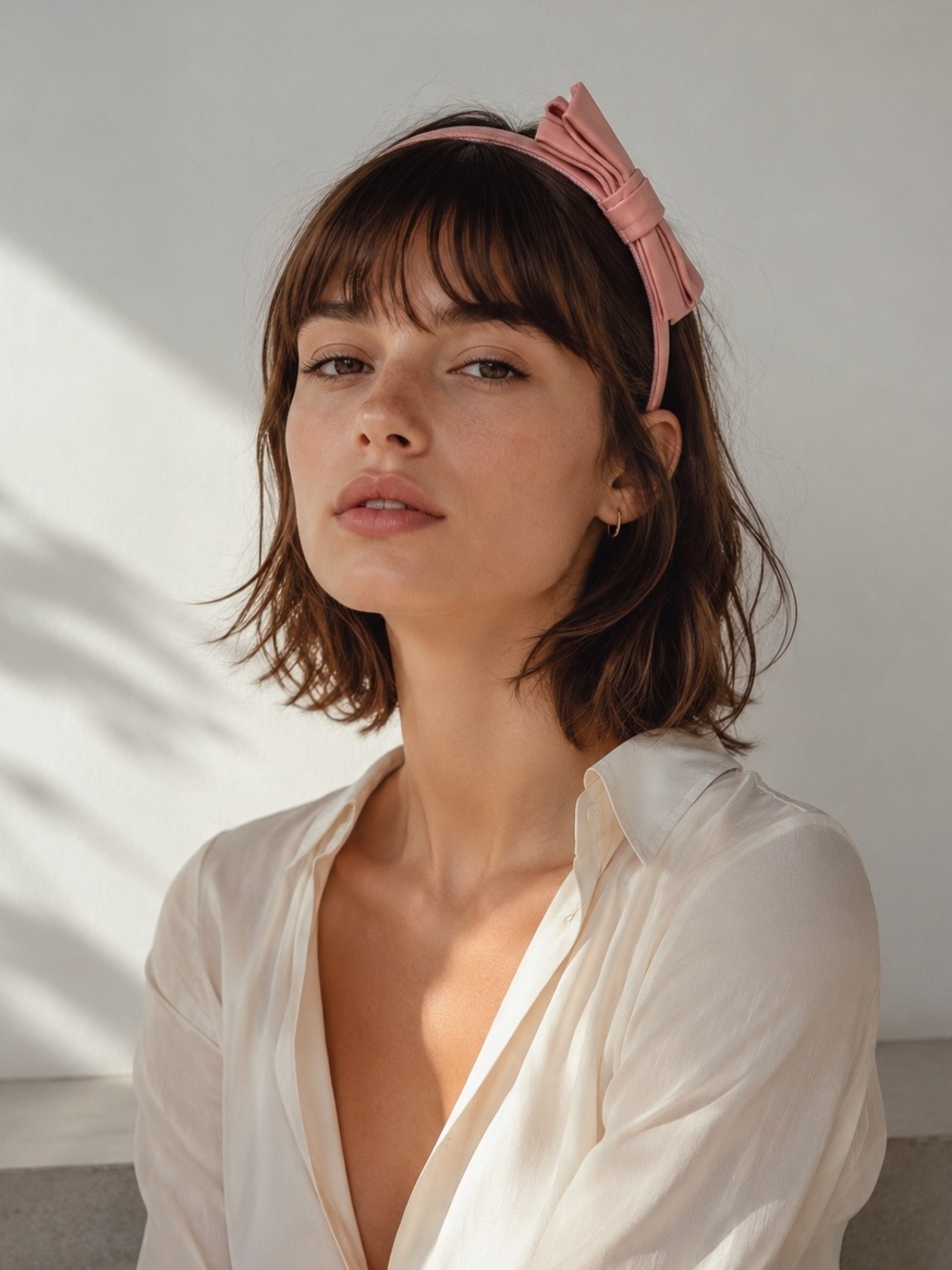 VALENTINO calf leather Pink Headband